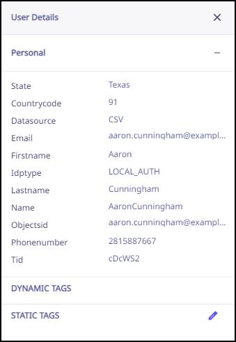 User Details Right Panel