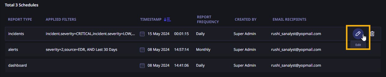 Edit Schedule