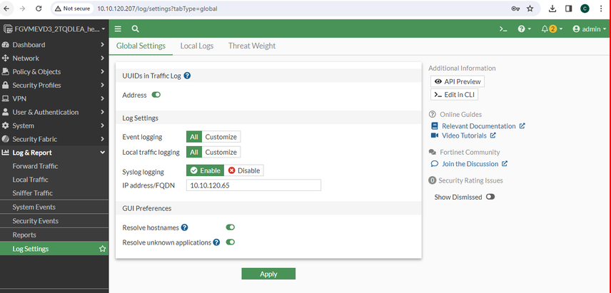 FortiAnalyzer Step1