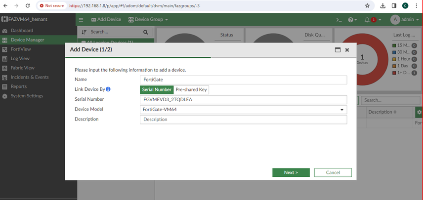 FortiAnalyzer Step2