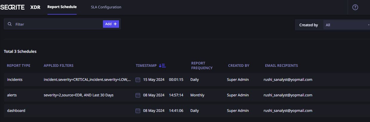 Scheduler list