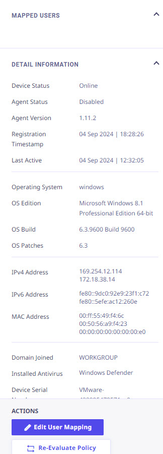 Device Management Right Panel